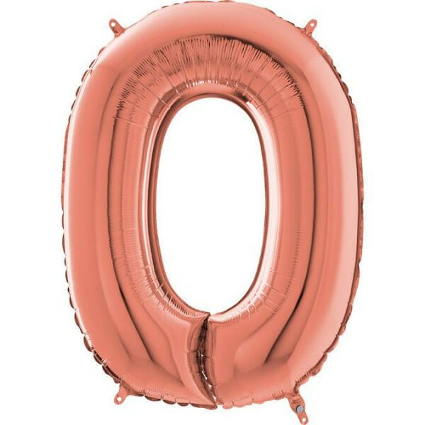 Μπαλόνι Foil Αριθμός "0" Rose Gold 90 Εκ. Ύψος