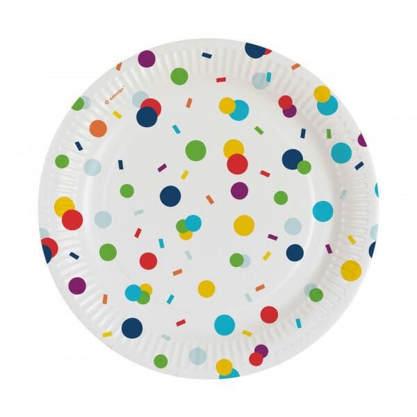 Πιάτα χάρτινα διαμ. 17.7εκ "Confetti Birthday" - Συσκ. 8 τεμ
