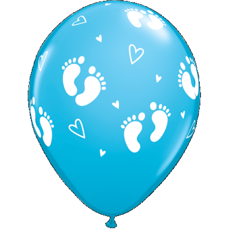 Μπαλόνια Λάτεξ 11" Baby Footprints Robins Egg Blue συσκ. 6 τμχ