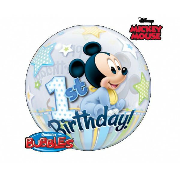 Bubble μονό Mickey 1st Birthday 56 εκ.