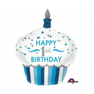 happy first birthday cupcake boy foil ilion
