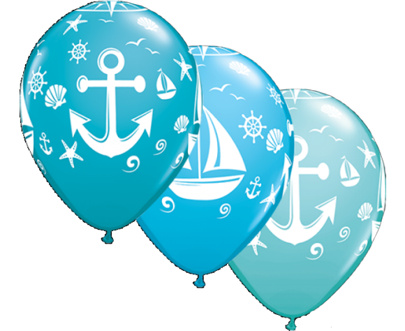 Μπαλόνι λάτεξ τυπωμένο Tropical Sailboat κ Anchor / τμχ - Διατίθεται σε σιελ