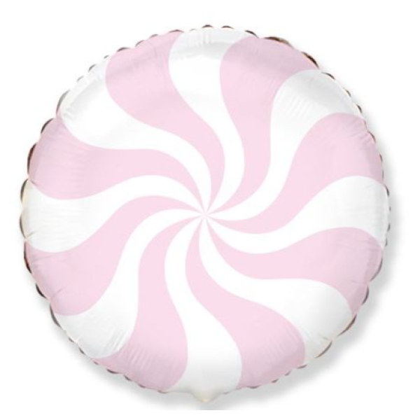 Μπαλόνι Foil Στρογγυλό Candy Swirl Pastel 46 Εκ - Καραμέλα ροζ