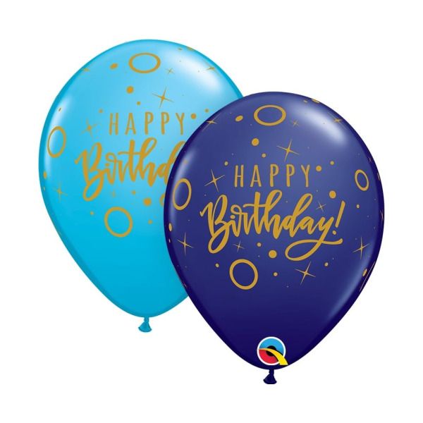 Μπαλόνια Latex Birthday Dots & Sparkle Robins Egg Blue & Navy Blue / τμχ