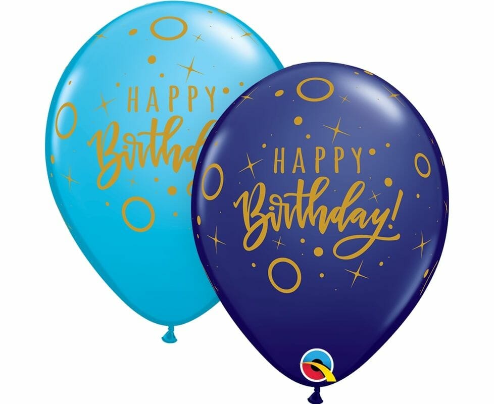 Μπαλόνια Latex Birthday Dots & Sparkle Robins Egg Blue & Navy Blue / τμχ