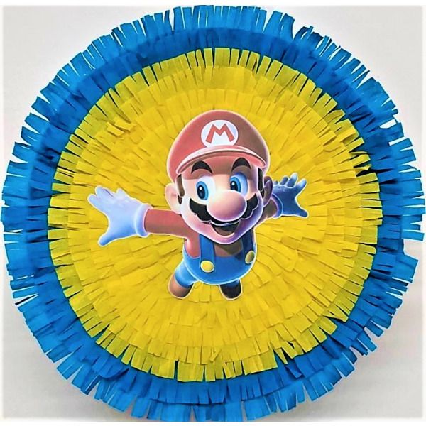 Πινιάτα Χειροποίητη  Super Mario Κίτρινο Φόντο Τύμπανο
