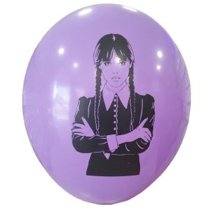 Μπαλόνι Latex τυπωμένο Wednesday 12'' / Διατίθεται σε Λευκό - Μωβ - Σοκολά