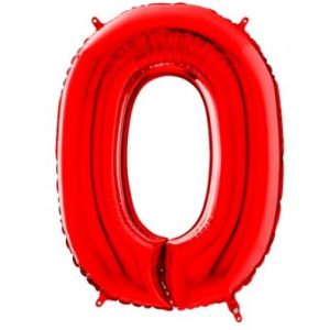Μπαλόνι Foil Αριθμός "0" Κόκκινο 90 Εκ. Ύψος