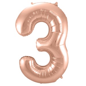 Μπαλόνι Foil Αριθμός "3"  Rose Gold 86 Εκ. Ύψος