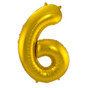 Μπαλόνι Foil Αριθμός "6"  Χρυσό 86 Εκ. Ύψος