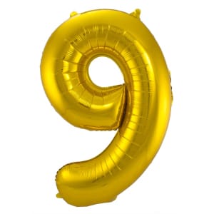 Μπαλόνι Foil Αριθμός "9"  Χρυσό 86 Εκ. Ύψος