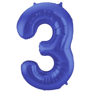 Μπαλόνι Foil Αριθμός "3" Μπλε 86 Εκ. Ύψος