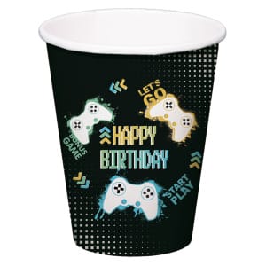 Ποτήρια χάρτινα 250ml Happy Birthday "Level Up" - Συσκ. 8 τεμ