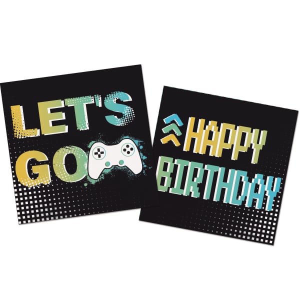 Χαρτοπετσέτες 33 Χ 33εκ Happy Birthday "Level Up" - Συσκ. 20 τεμ