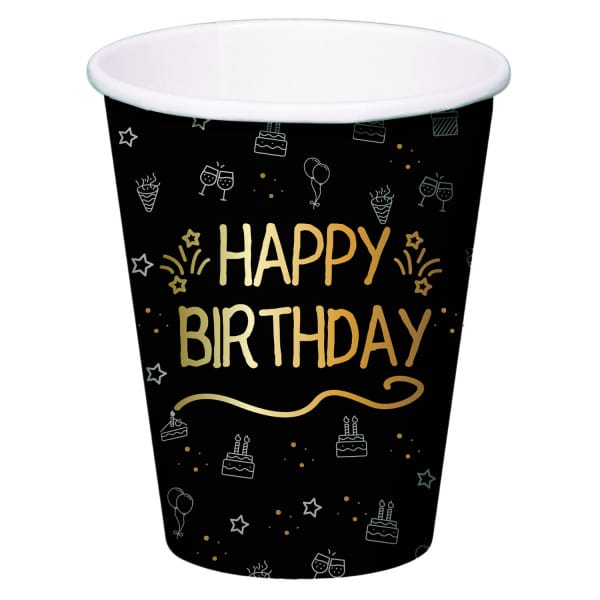 Ποτήρια χάρτινα Happy Birthday 250ml "Shining Glam" - Συσκ. 8 τεμ - Image 3