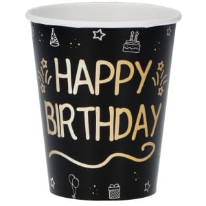 Ποτήρια χάρτινα Happy Birthday 250ml "Shining Glam" - Συσκ. 8 τεμ