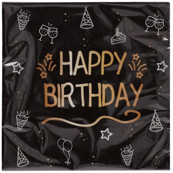 Χαρτοπετσέτες 33 x 33εκ Happy Birthday "Shining Glam" - Συσκ. 16 τεμ