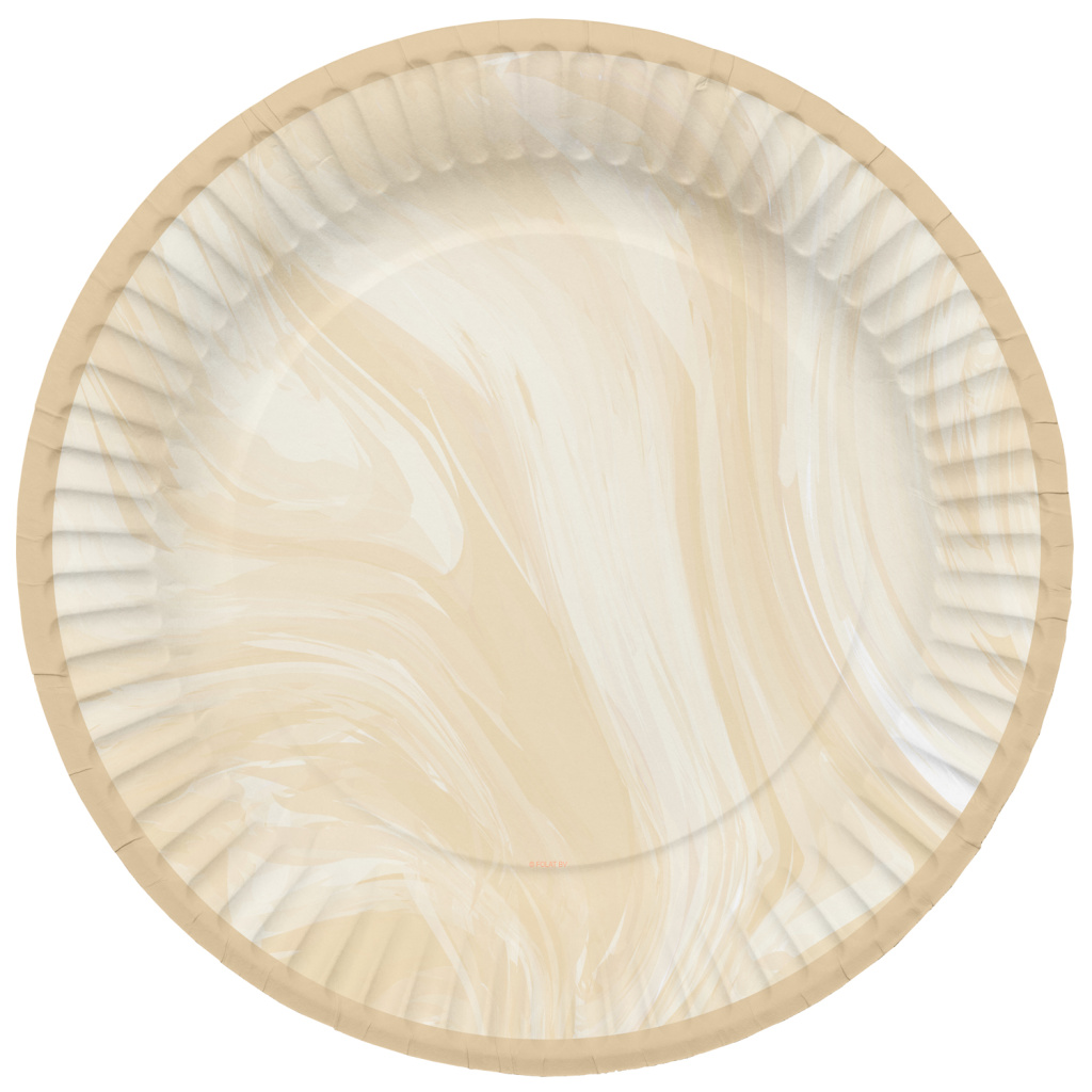 Πιάτα χάρτινα διαμ. 23εκ "Marble Beige" - Συσκ. 8 τεμ
