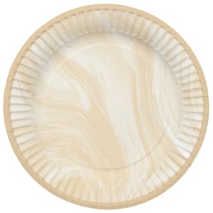 Πιάτα χάρτινα διαμ. 23εκ "Marble Beige" - Συσκ. 8 τεμ