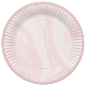 Πιάτα χάρτινα διαμ. 23εκ "Marble Pink" - Συσκ. 8 τεμ