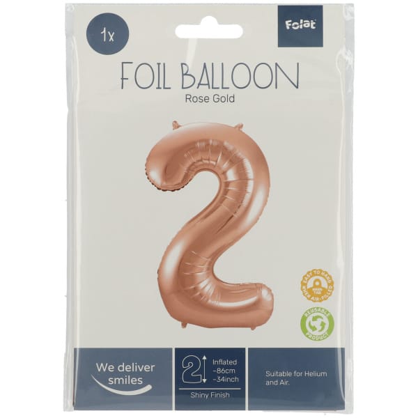 Μπαλόνι Foil Αριθμός "2"  Rose Gold 86 Εκ. Ύψος - Image 2