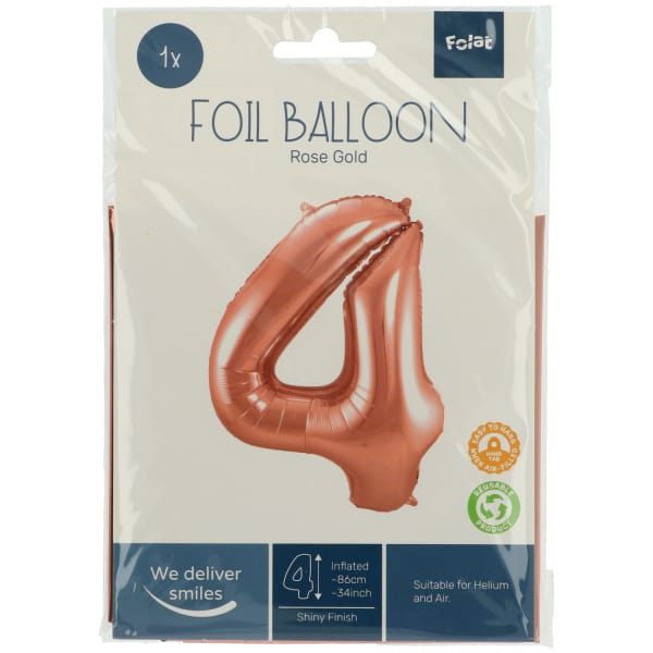 Μπαλόνι Foil Αριθμός "4"  Rose Gold 86 Εκ. Ύψος - Image 2