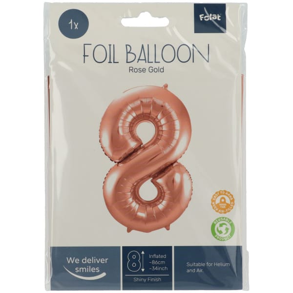 Μπαλόνι Foil Αριθμός "8"  Rose Gold 86 Εκ. Ύψος - Image 2