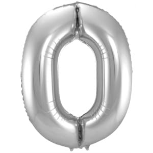 Μπαλόνι Foil Αριθμός "0"  Ασημί 86 Εκ. Ύψος
