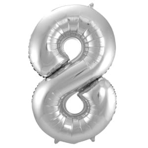 Μπαλόνι Foil Αριθμός "8"  Ασημί 86 Εκ. Ύψος