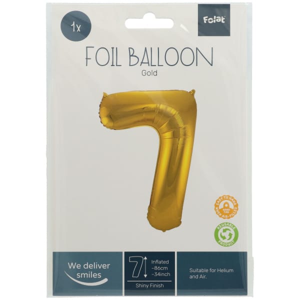 Μπαλόνι Foil Αριθμός "7"  Χρυσό 86 Εκ. Ύψος - Image 2