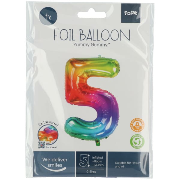 Μπαλόνι Foil Αριθμός "5" Πολύχρωμο 81 Εκ. Ύψος - Image 2