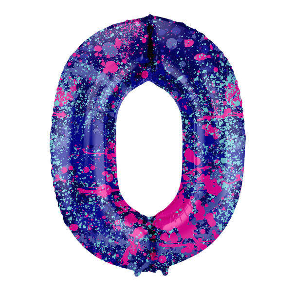 Μπαλόνι Foil Αριθμός "0" Paint Splash 86 Εκ. Ύψος