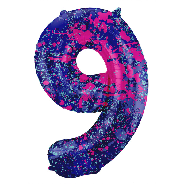Μπαλόνι Foil Αριθμός "9" Paint Splash 86 Εκ. Ύψος