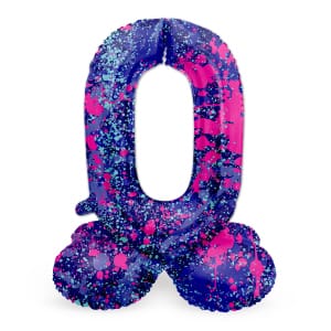 Μπαλόνι Foil με βάση Αριθμός "0" Paint Splash 72 Εκ. Ύψος με αέρα