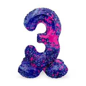 Μπαλόνι Foil με βάση Αριθμός "3" Paint Splash 72 Εκ. Ύψος με αέρα