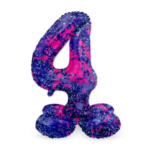 Μπαλόνι Foil με βάση Αριθμός "4" Paint Splash 72 Εκ. Ύψος με αέρα
