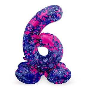Μπαλόνι Foil με βάση Αριθμός "6" Paint Splash 72 Εκ. Ύψος με αέρα