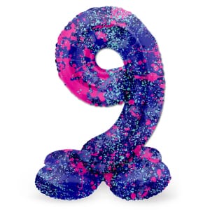 Μπαλόνι Foil με βάση Αριθμός "9" Paint Splash 72 Εκ. Ύψος με αέρα
