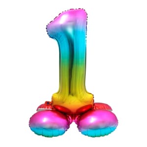 Μπαλόνι Foil με βάση Αριθμός "1" Rainbow 72 Εκ. Ύψος με αέρα