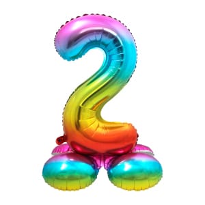 Μπαλόνι Foil με βάση Αριθμός "2" Rainbow 72 Εκ. Ύψος με αέρα