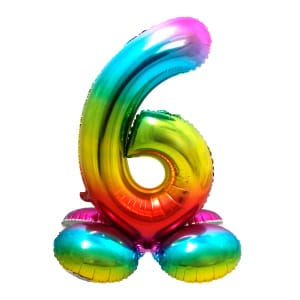 Μπαλόνι Foil με βάση Αριθμός "6" Rainbow 72 Εκ. Ύψος με αέρα