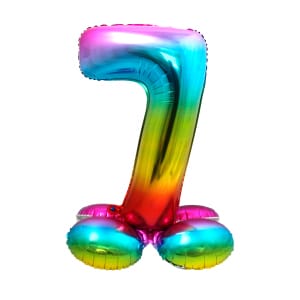 Μπαλόνι Foil με βάση Αριθμός "7" Rainbow 72 Εκ. Ύψος με αέρα