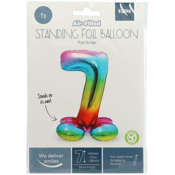 Μπαλόνι Foil με βάση Αριθμός "7" Rainbow 72 Εκ. Ύψος με αέρα - Image 2