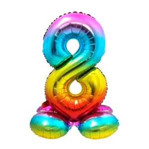 Μπαλόνι Foil με βάση Αριθμός "8" Rainbow 72 Εκ. Ύψος με αέρα