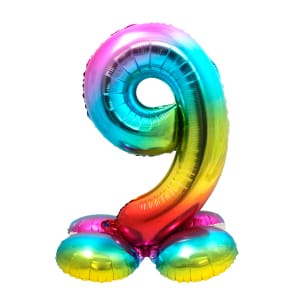 Μπαλόνι Foil με βάση Αριθμός "9" Rainbow 72 Εκ. Ύψος με αέρα