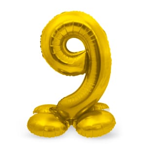 Μπαλόνι Foil με βάση Αριθμός "9" Χρυσό 72 Εκ. Ύψος με αέρα
