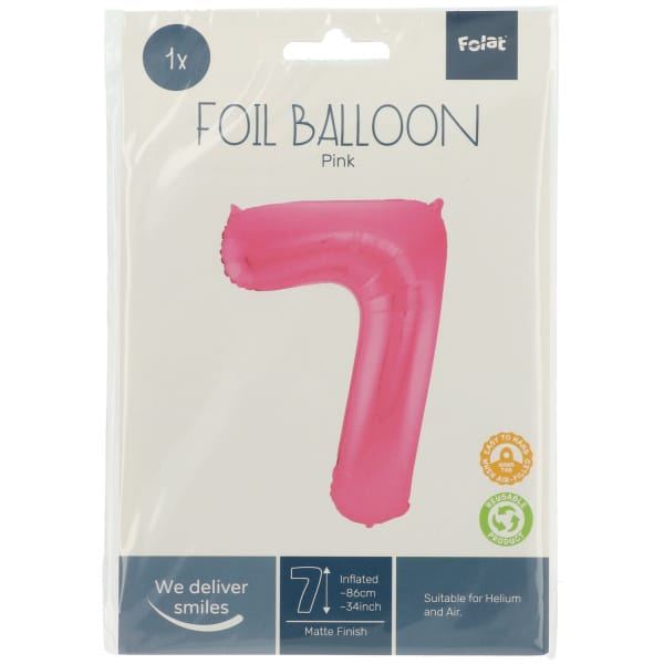 Μπαλόνι Foil Αριθμός "7" Ροζ 86 Εκ. Ύψος - Image 2