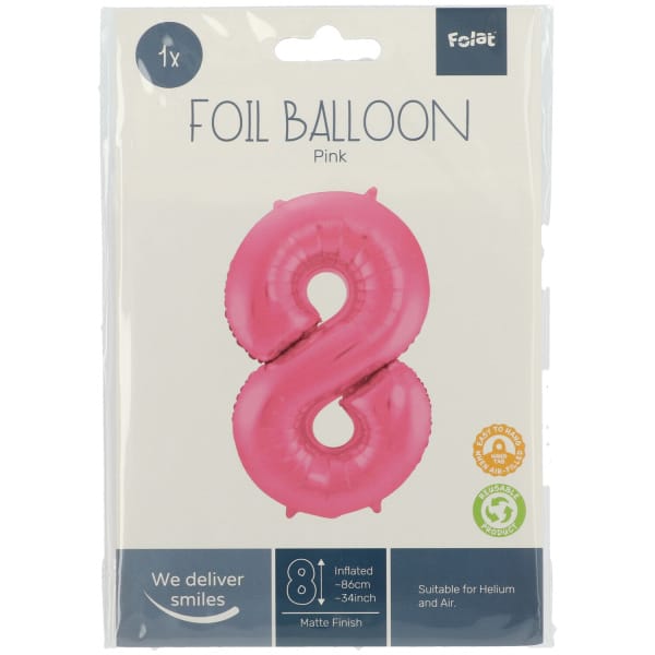 Μπαλόνι Foil Αριθμός "8" Ροζ 86 Εκ. Ύψος - Image 2