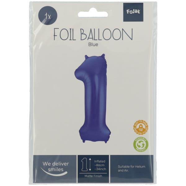 Μπαλόνι Foil Αριθμός "1" Μπλε 86 Εκ. Ύψος - Image 2