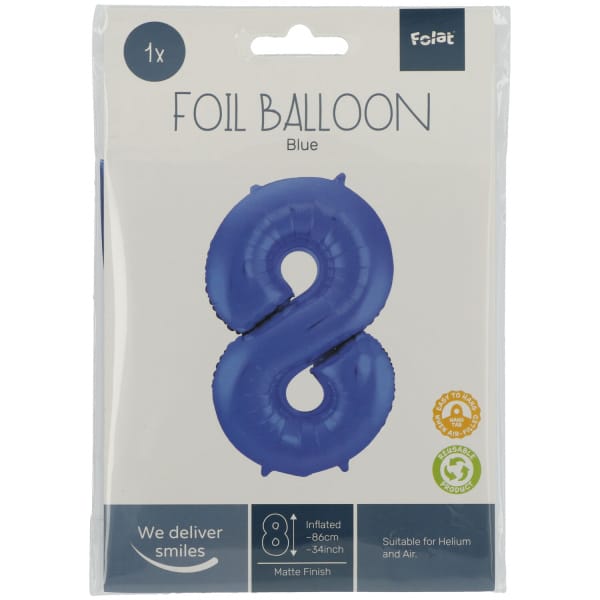 Μπαλόνι Foil Αριθμός "8" Μπλε 86 Εκ. Ύψος - Image 2